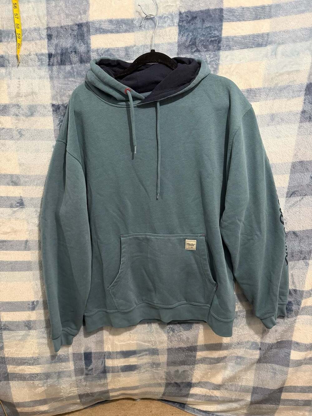 Eddie Bauer Workwear Blue Green Hoodie Sweatshirt Men's XL